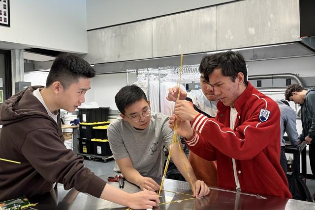 Students working on a project in the classroom.