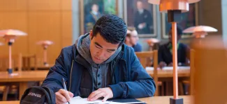 A student in a library