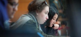 Students studying in the library