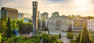 UBC campus courtyard outside Irving K Barber library