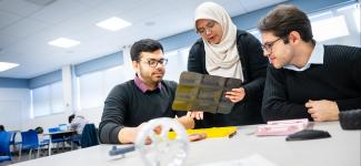 Students working in a group project
