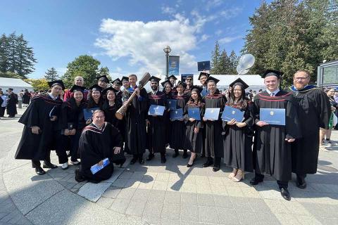 Class of 2023 at graduation outside of the Chan Centre